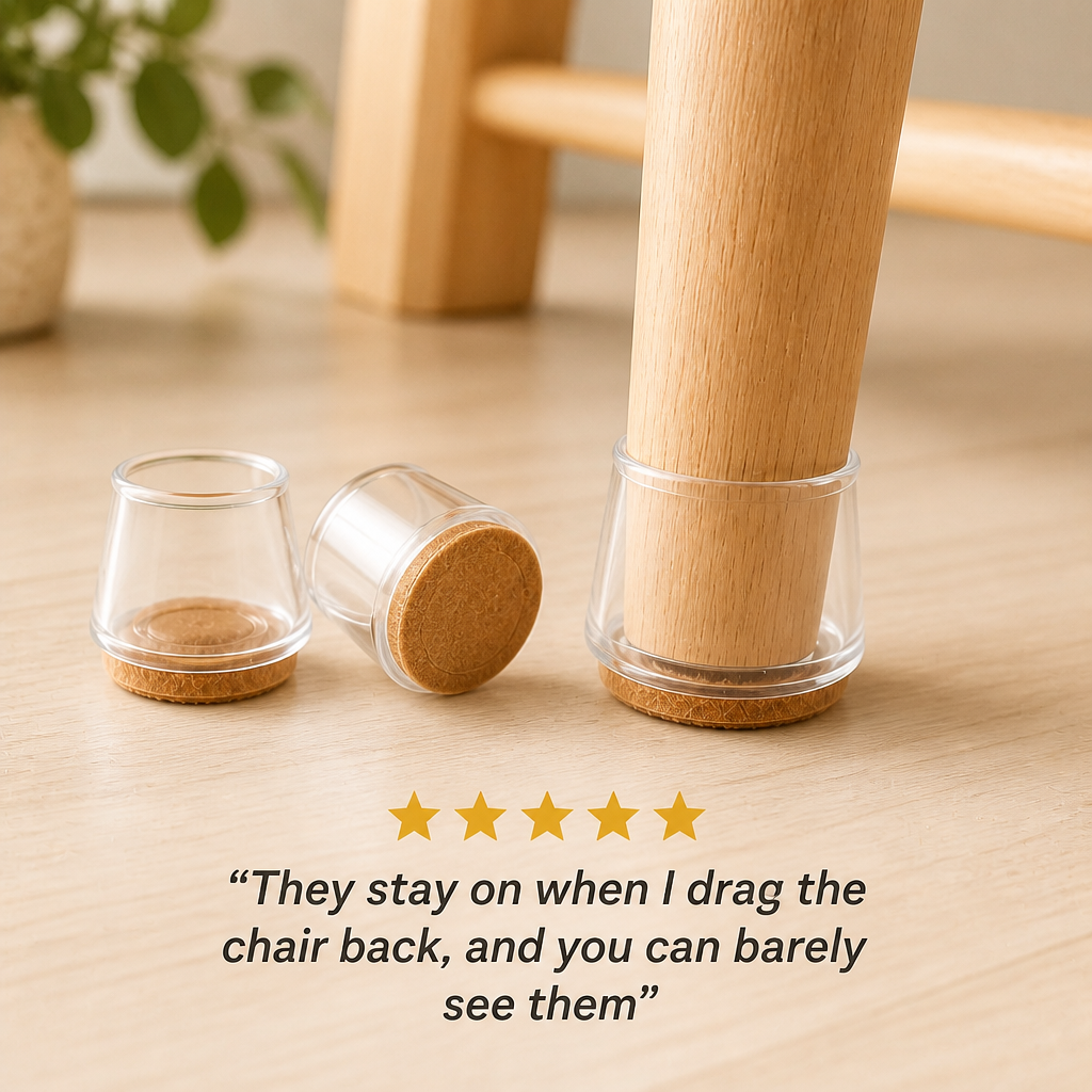GlideGuard Clear Silicone Furniture Leg Caps