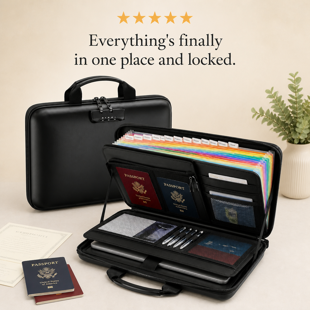 ShieldKeep Hard-Shell Fireproof Document Organizer