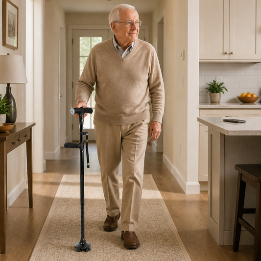 SteadyBeam Folding Cane — lifestyle