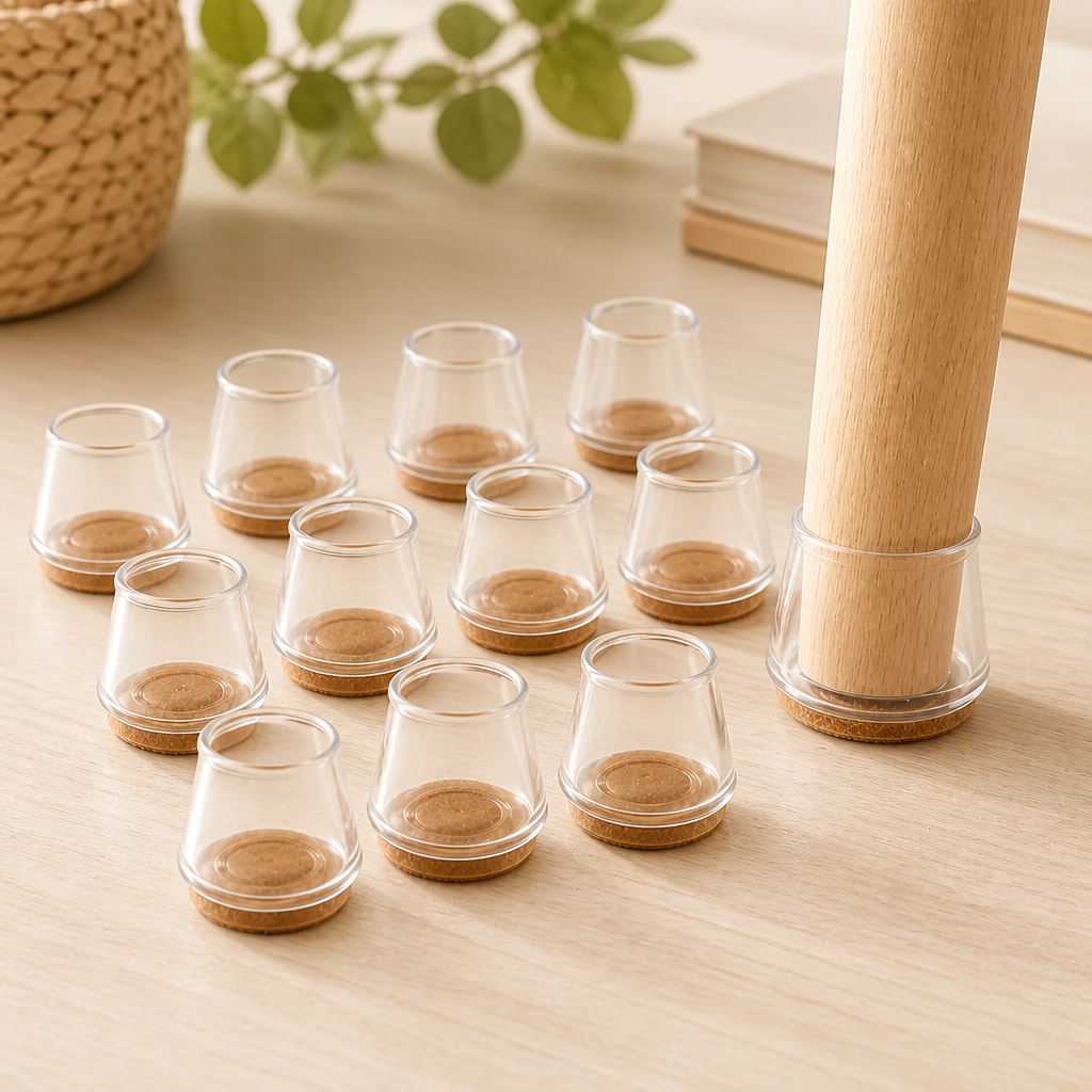 GlideGuard Clear Silicone Furniture Leg Caps