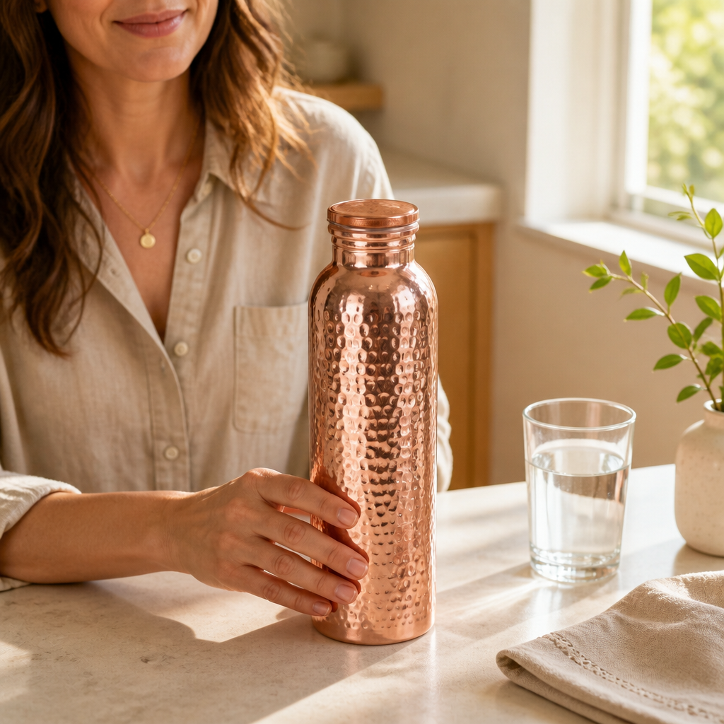 Tamra Copper Water Bottle & Care Set