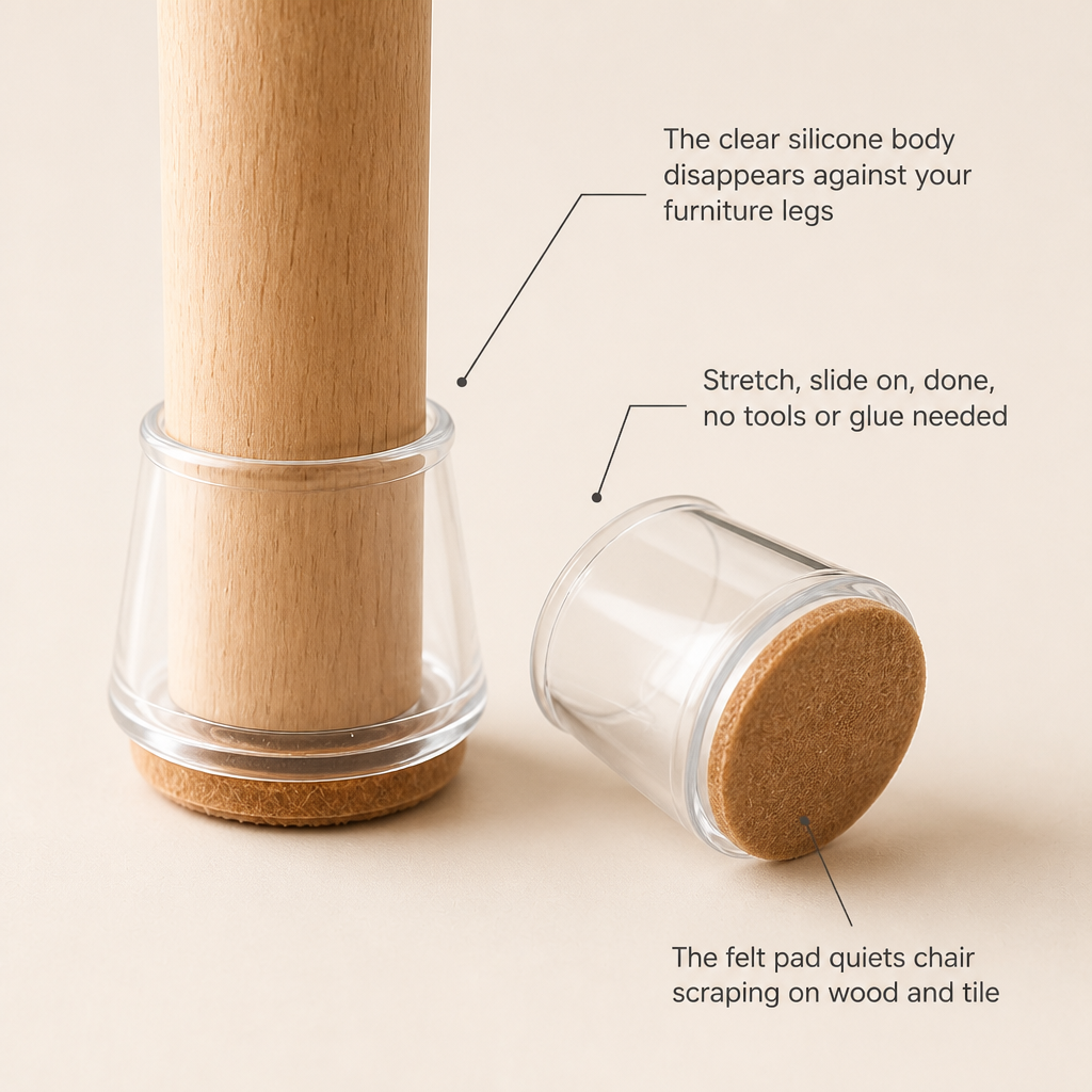GlideGuard Clear Silicone Furniture Leg Caps
