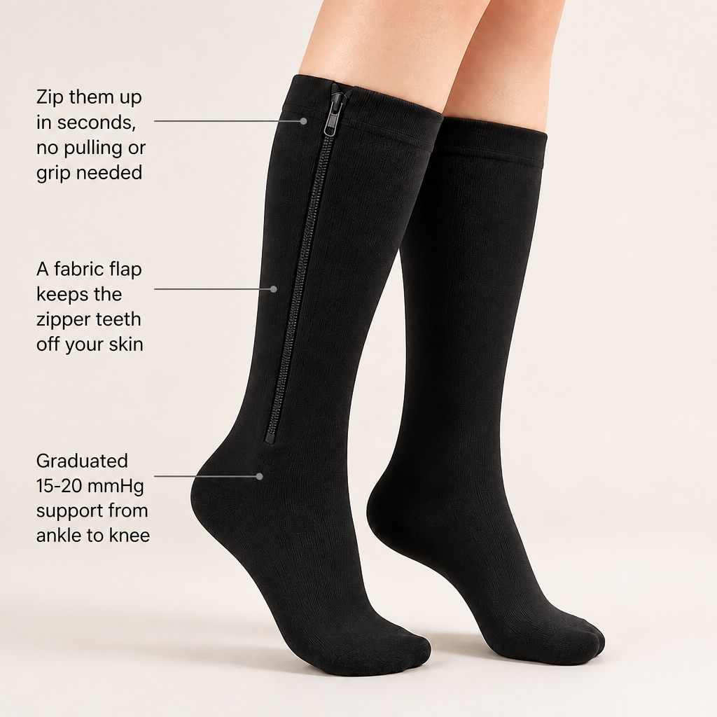 ZipEase Knee-High Compression Socks
