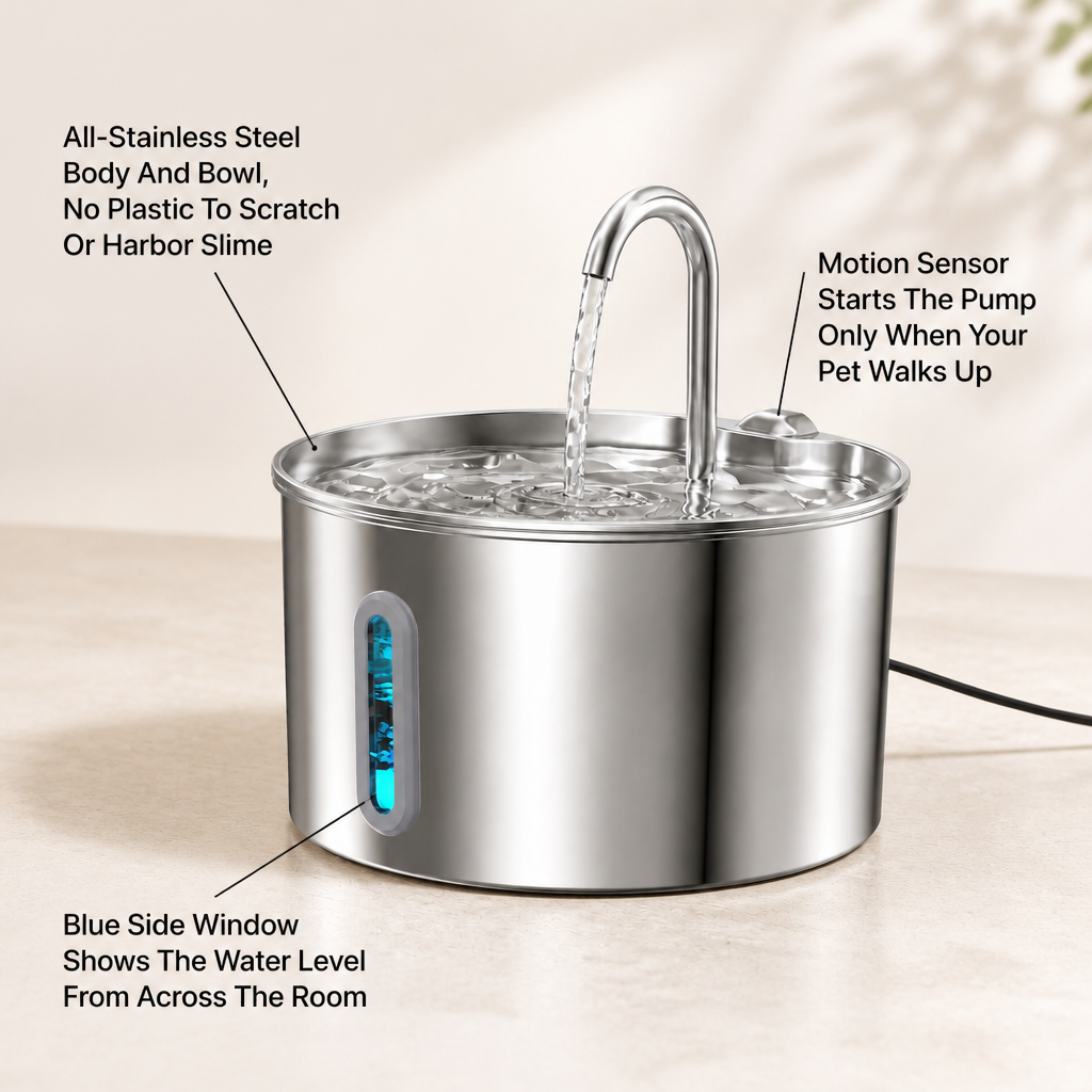 PureStream Stainless Steel Pet Fountain