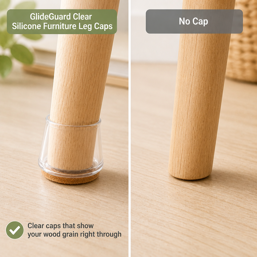 GlideGuard Clear Silicone Furniture Leg Caps