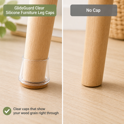 GlideGuard Clear Silicone Furniture Leg Caps