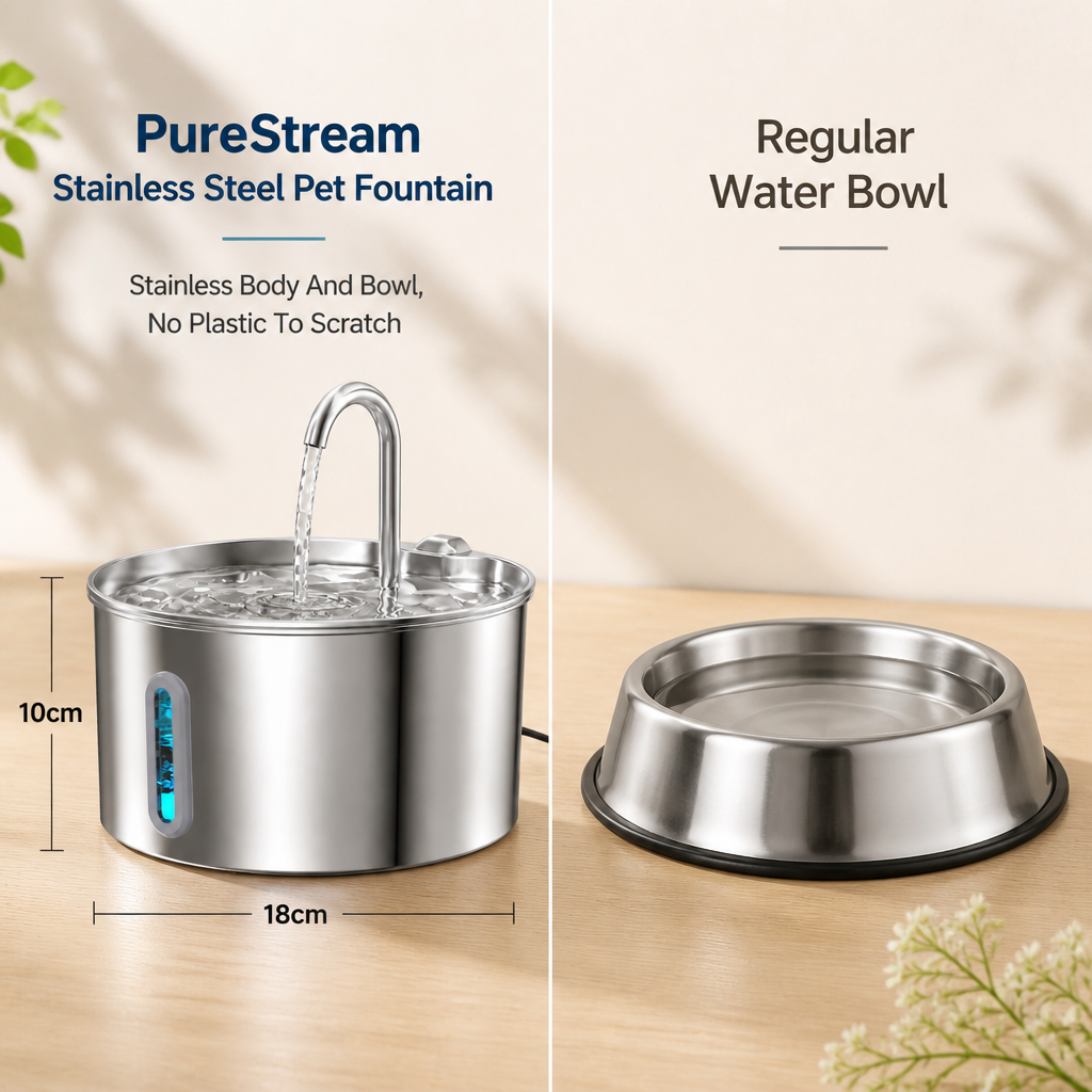 PureStream Stainless Steel Pet Fountain