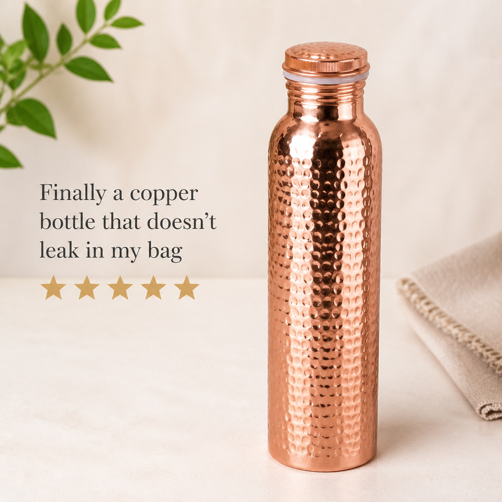 Tamra Copper Water Bottle & Care Set