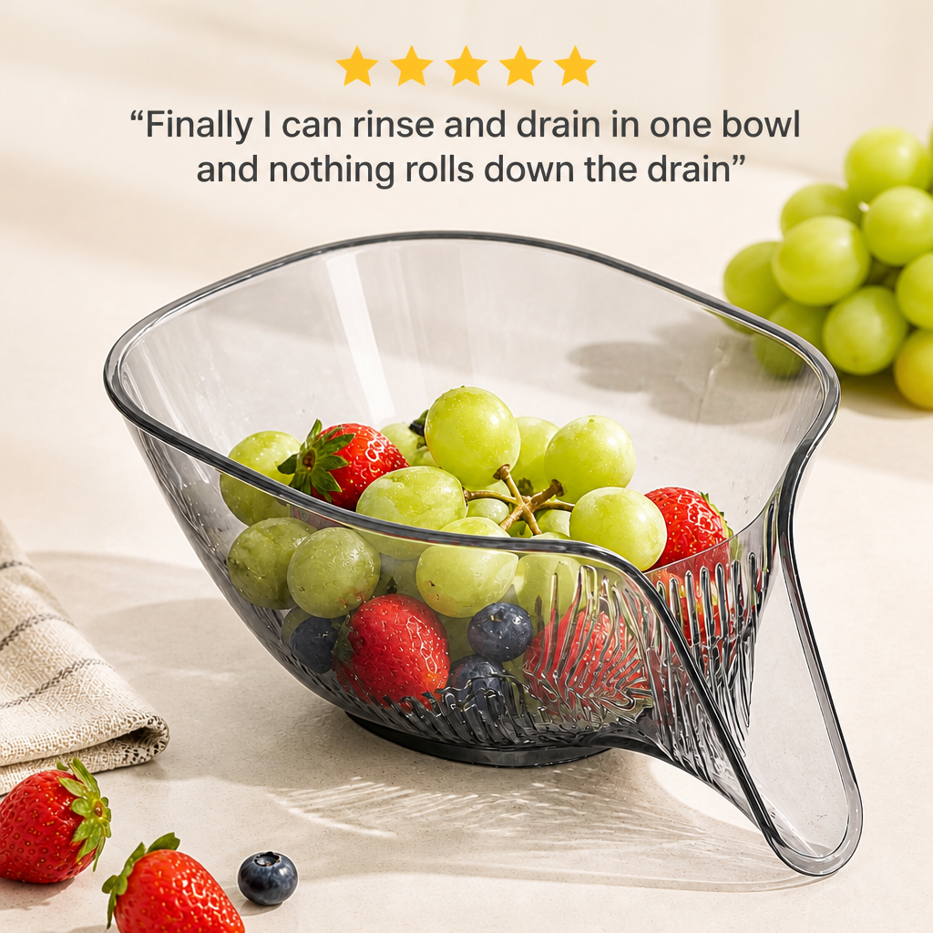 DrainEase Fruit Rinsing Bowl