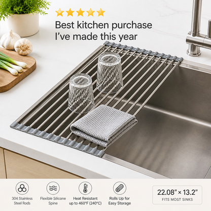 RollWell Over-Sink Dish Drying Rack