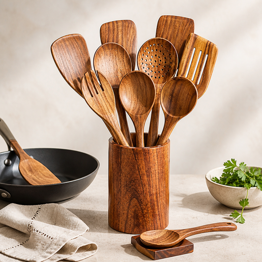 Grainwell Teak Kitchen Utensil Set — hero
