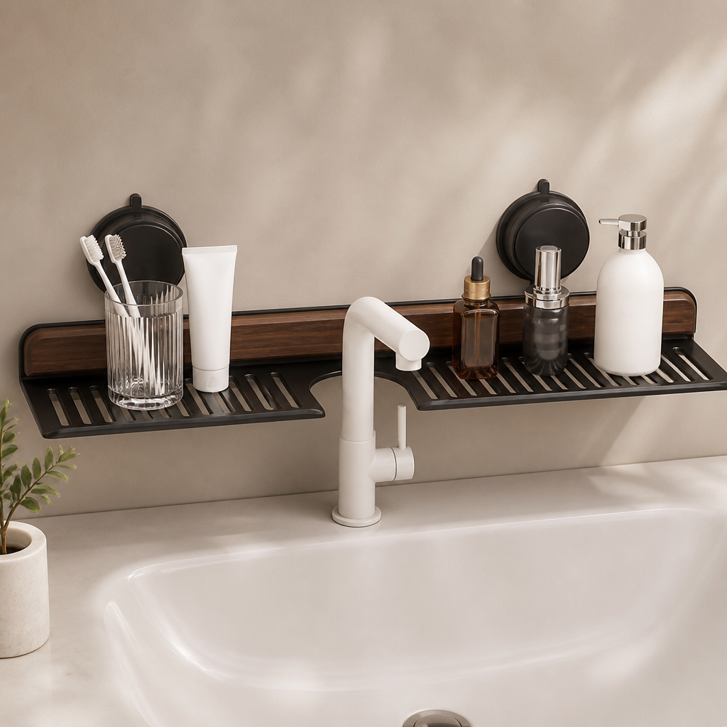 Vanora Walnut Sink Shelf — hero