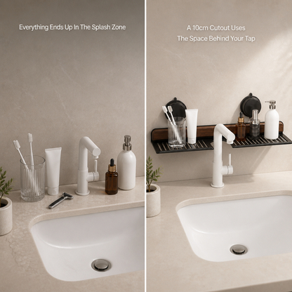 Vanora Walnut Sink Shelf — problem_solution
