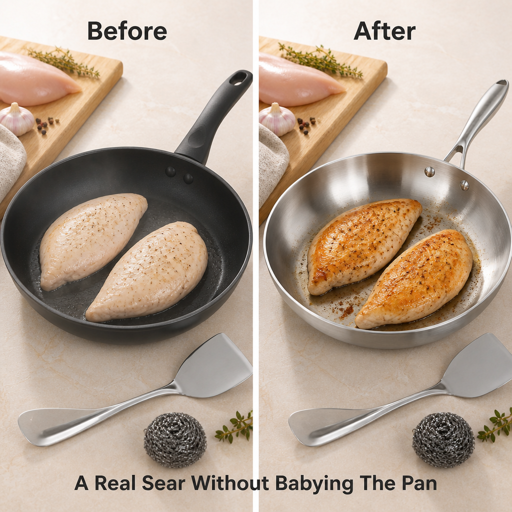TrueForge Stainless Steel Fry Pan — before_after