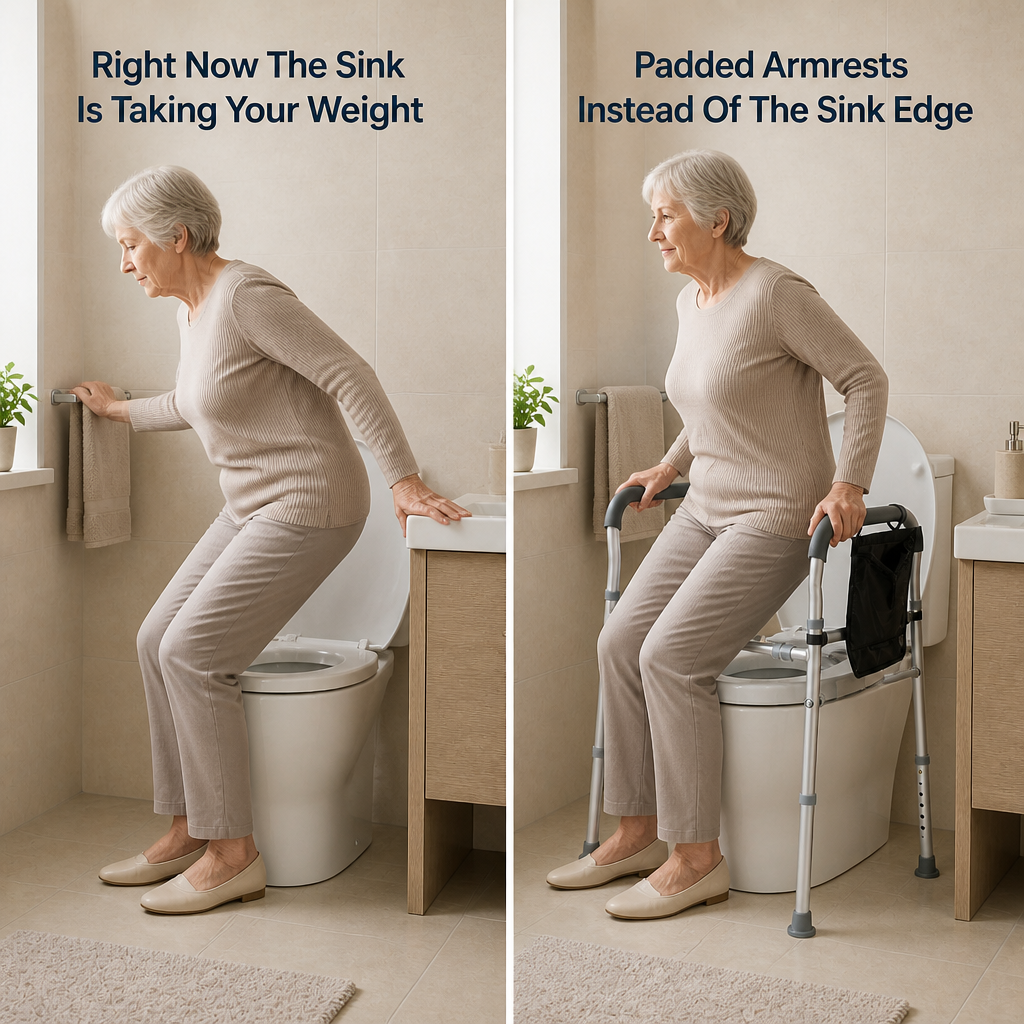 SteadyRise Raised Toilet Seat with Handles — problem_solution