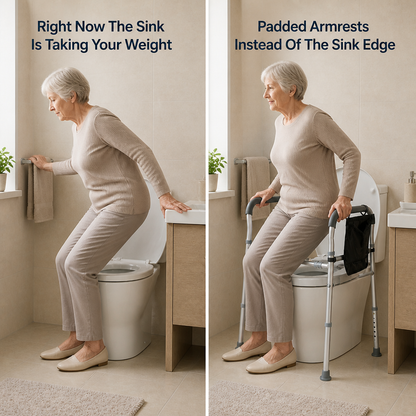 SteadyRise Raised Toilet Seat with Handles — problem_solution