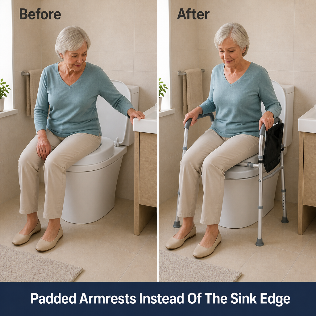 SteadyRise Raised Toilet Seat with Handles — before_after