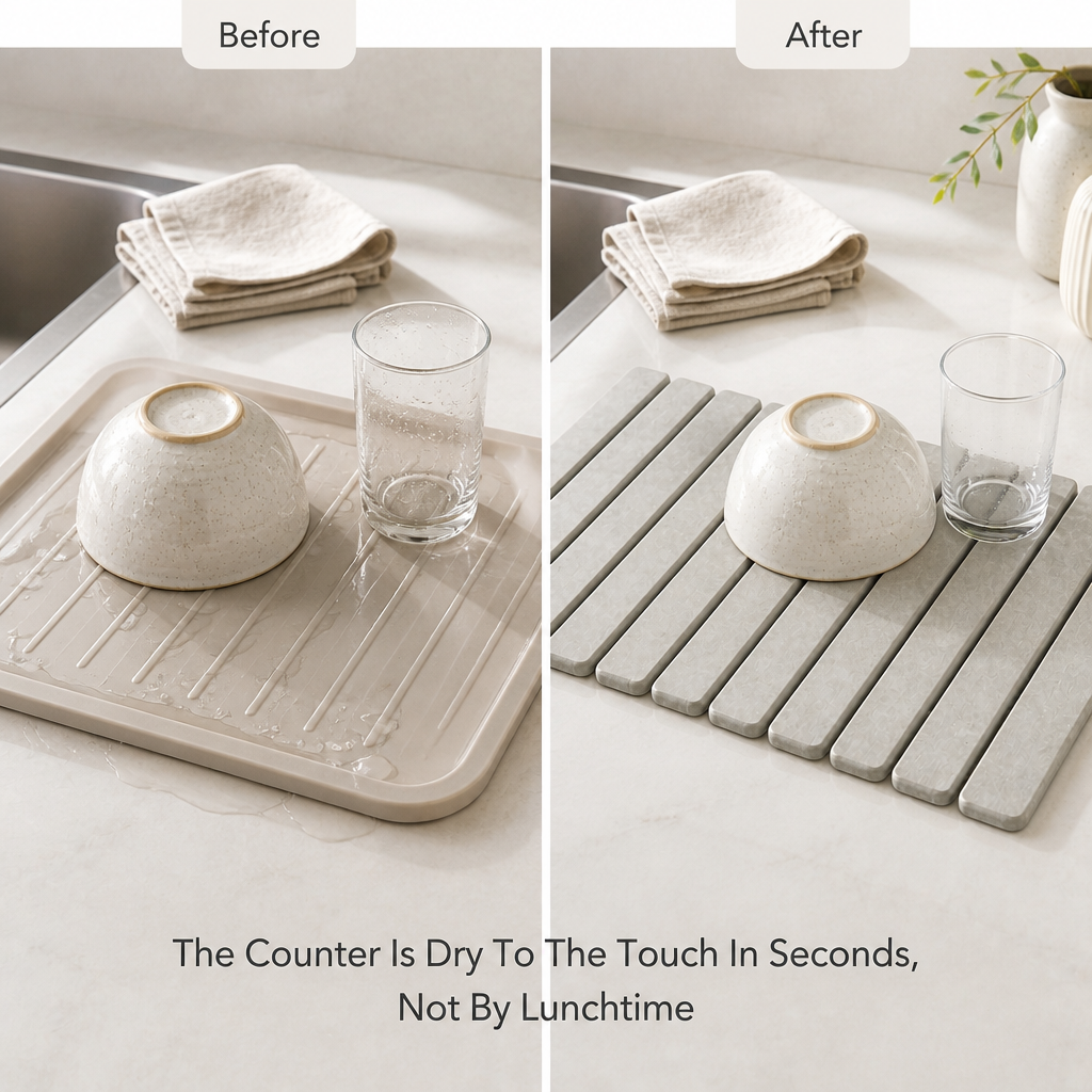 FoldStone Kitchen Drying Mat — before_after