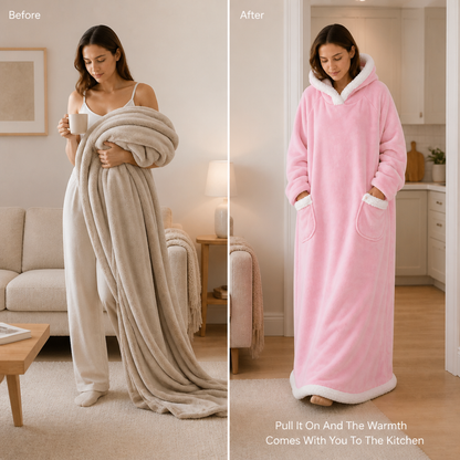 Hearthwrap Floor-Length Blanket Hoodie — before_after