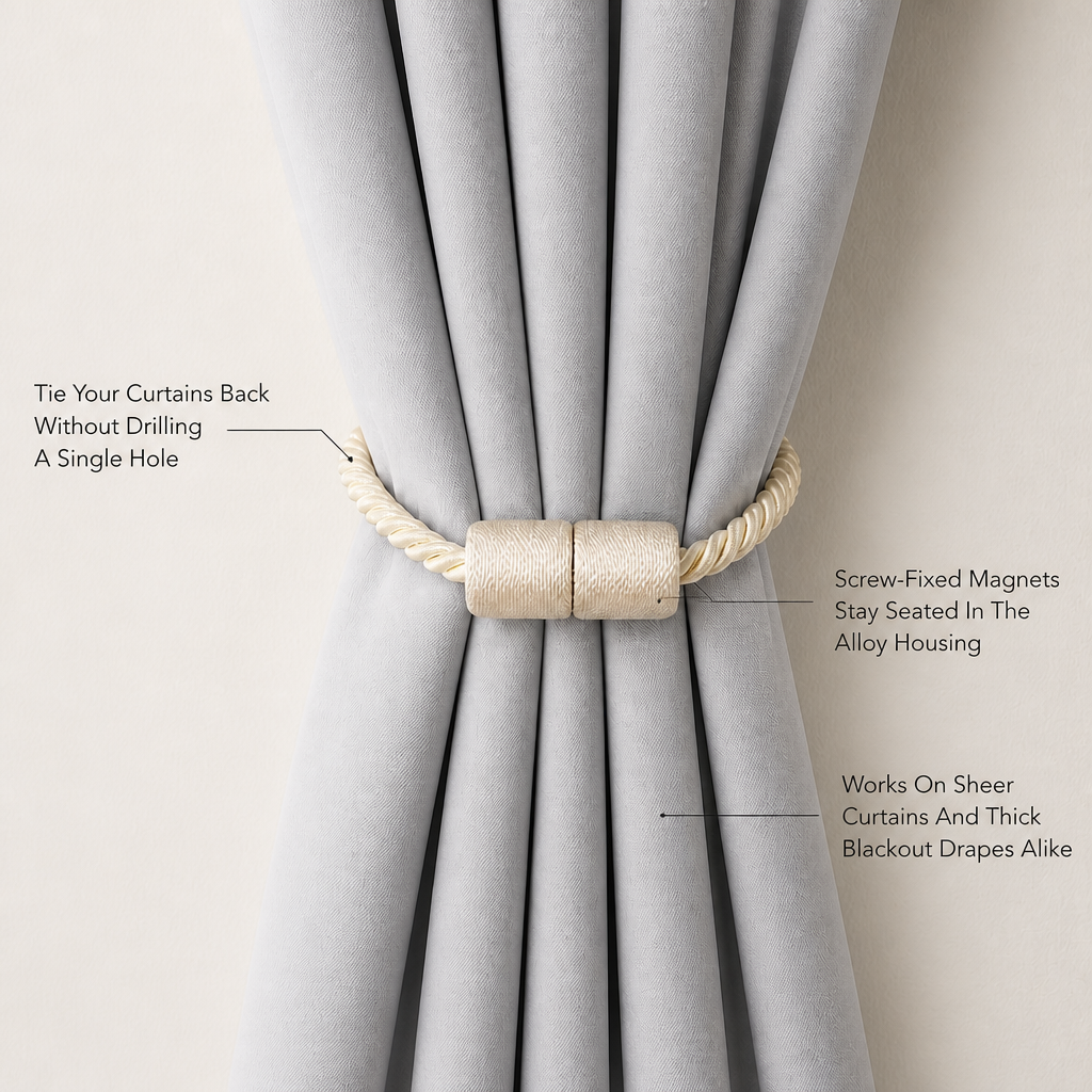 LoopLatch Magnetic Curtain Tiebacks — feature_callout