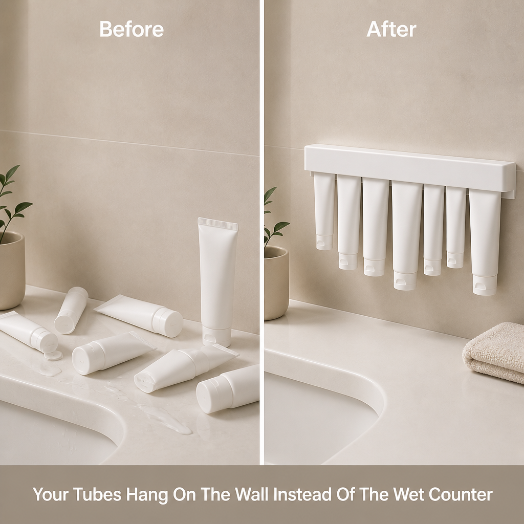 Tubelo Wall Tube Organizer — before_after