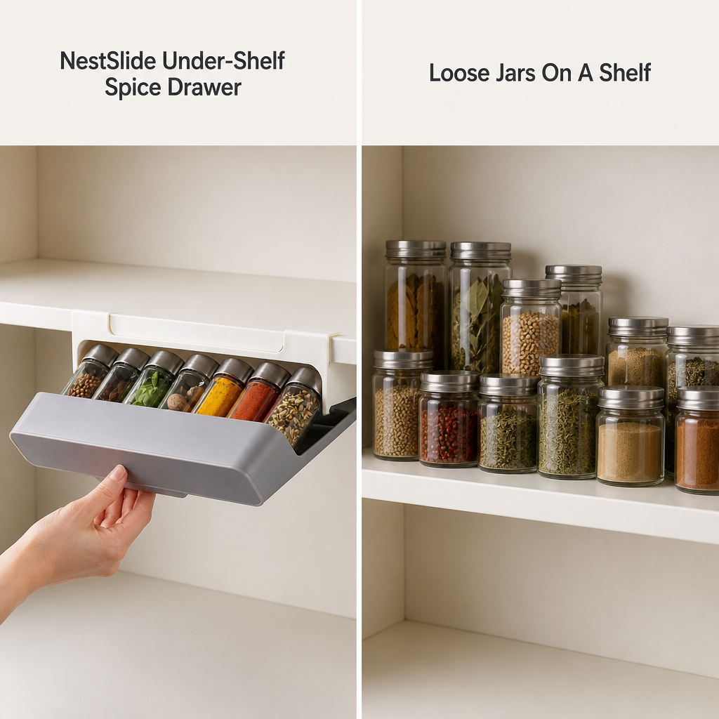 NestSlide Under-Shelf Spice Drawer — comparison