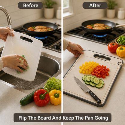 FlipPrep Double-Sided Cutting Board — before_after