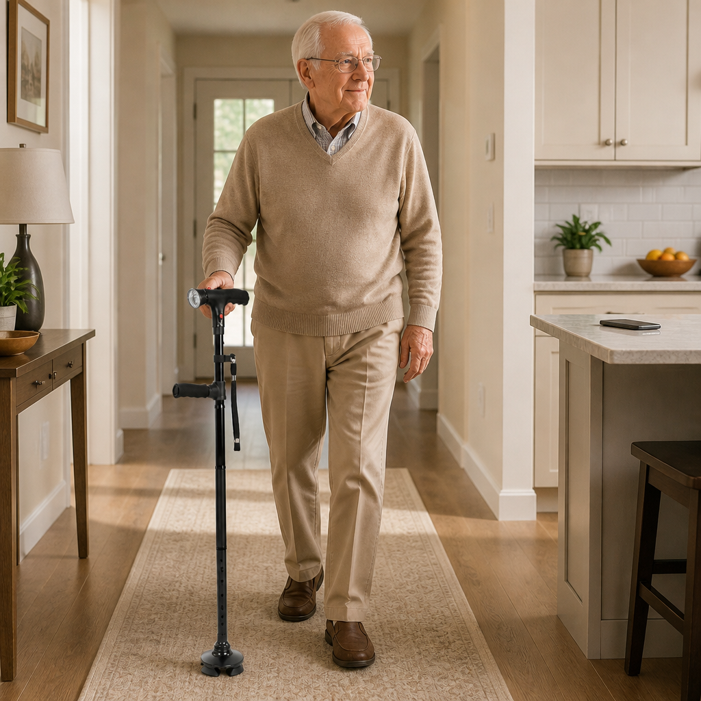 SteadyBeam Folding Cane — lifestyle
