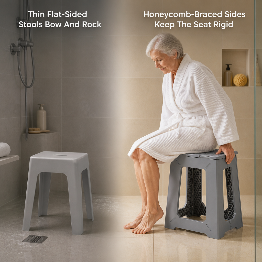 HexHold Folding Shower Stool — problem_solution
