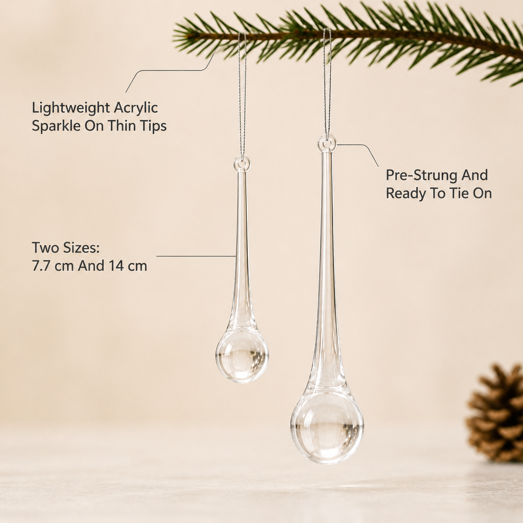 TwinkleTip Acrylic Teardrop Ornaments — feature_callout
